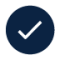 Tick icon on dark blue circle background
